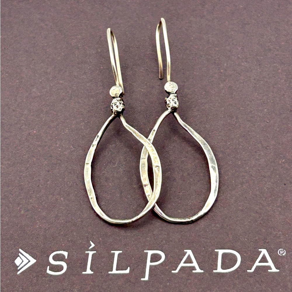 W1551 Silpada 925 Sterling Silver Lasso Oxidized Twisted Hammered Oval Earrings